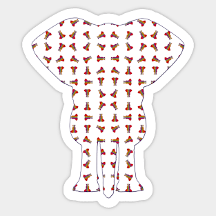 Rainbow Elephant Pattern (White) Sticker